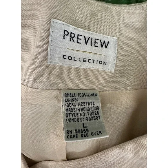 Preview Collection Vintage 100% Linen Vest Beige Button Front Waistcoat Large - Picture 3 of 4